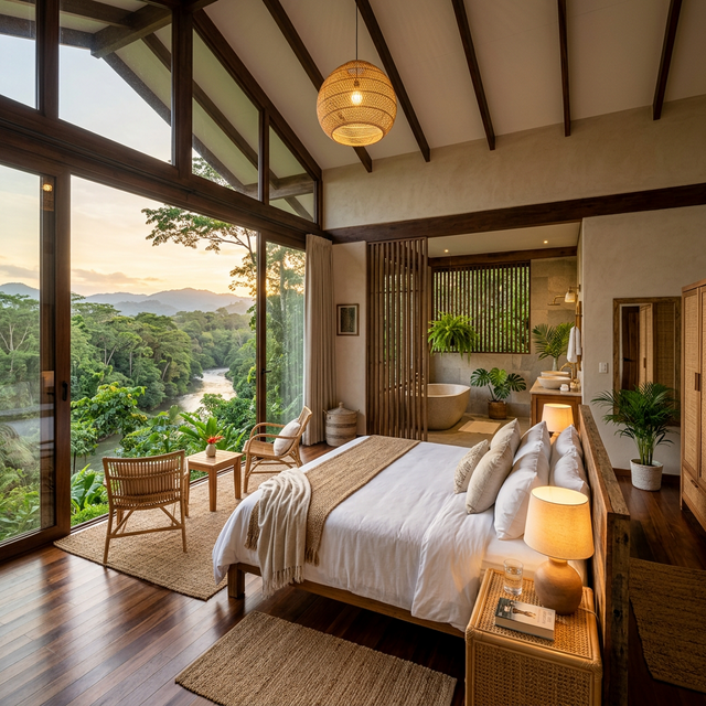 Rainforest Suite interior with garden views
